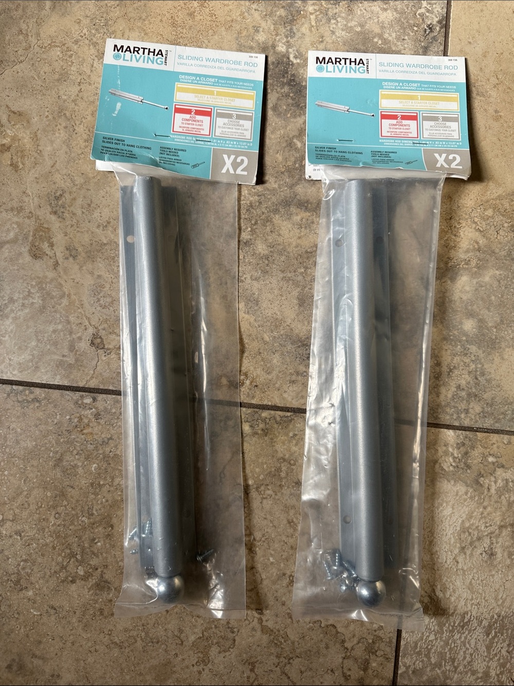 Martha Stewart Silver Sliding Wardrobe Rod Brackets
